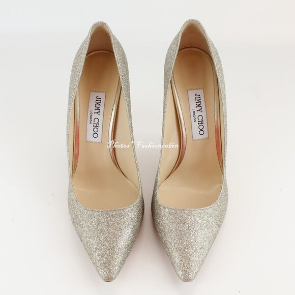 NEW JIMMY CHOO Romy 100 Glitter Heeled Pumps, EU 39.5 - Office to Party/Cocktail - Picture 9 of 16